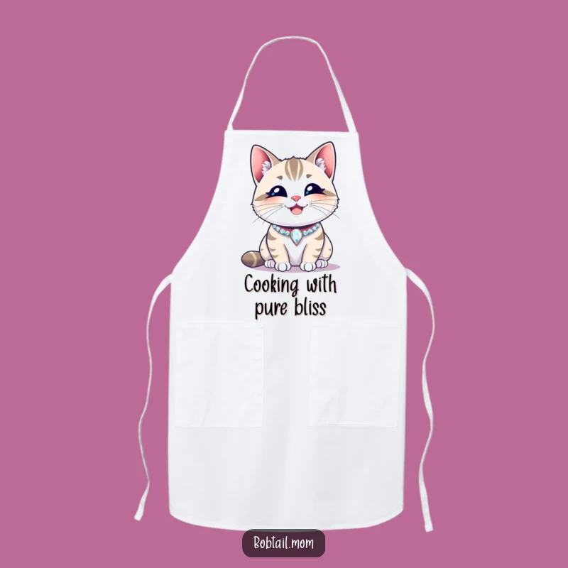 Funny Bobtail Cat Happy Collar Apron: Spread Joy While You Create