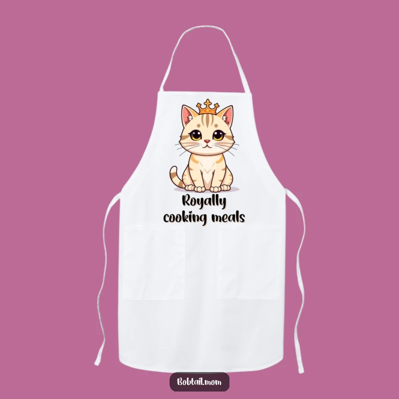 Funny Bobtail Cat Regal Apron: Cook with Proud Feline Dignity, Ideal Funny Gift