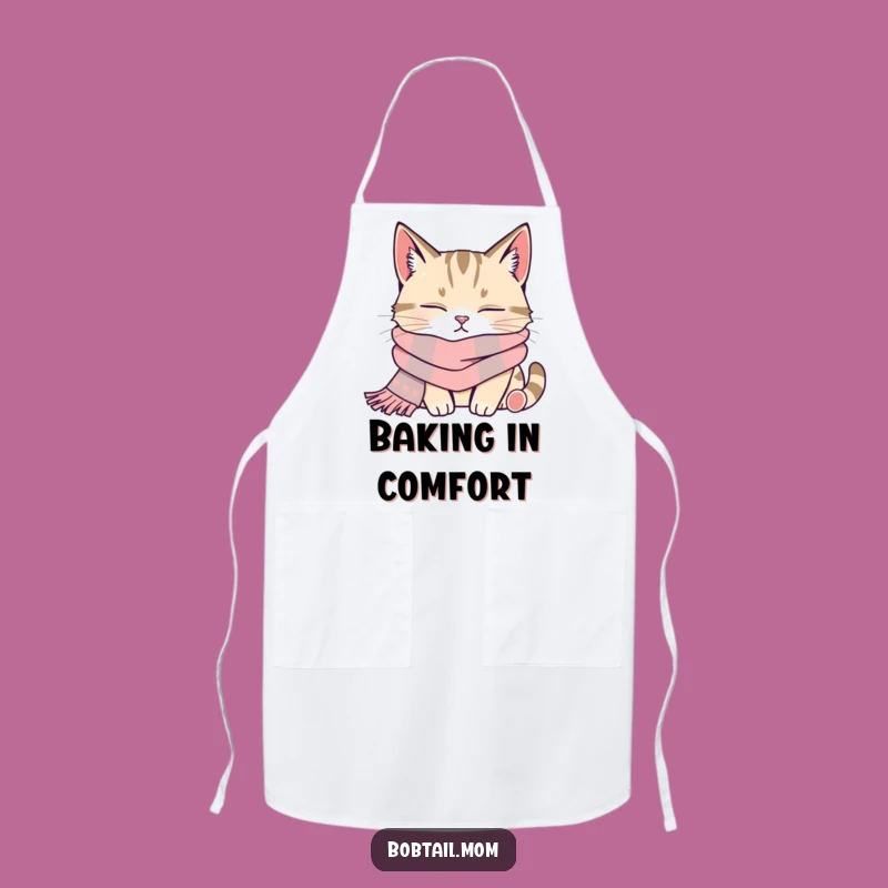 Funny Bobtail Cat Scarf Apron: Cozy Kitchen Assistant Gift