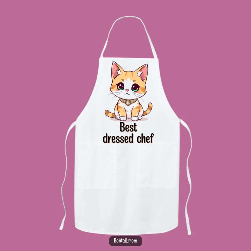 Funny Bobtail Cat Sparkly Apron - Glamorous Kitchen Wear & Hilarious Style