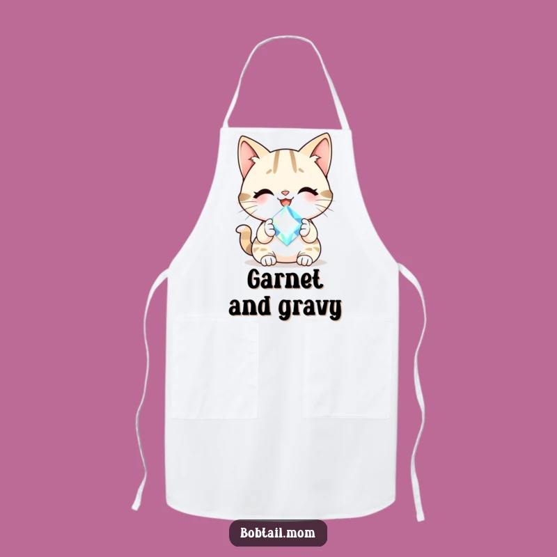 Funny Bobtail Cat Gem Apron: Cook with Cheer and Sparkling Style