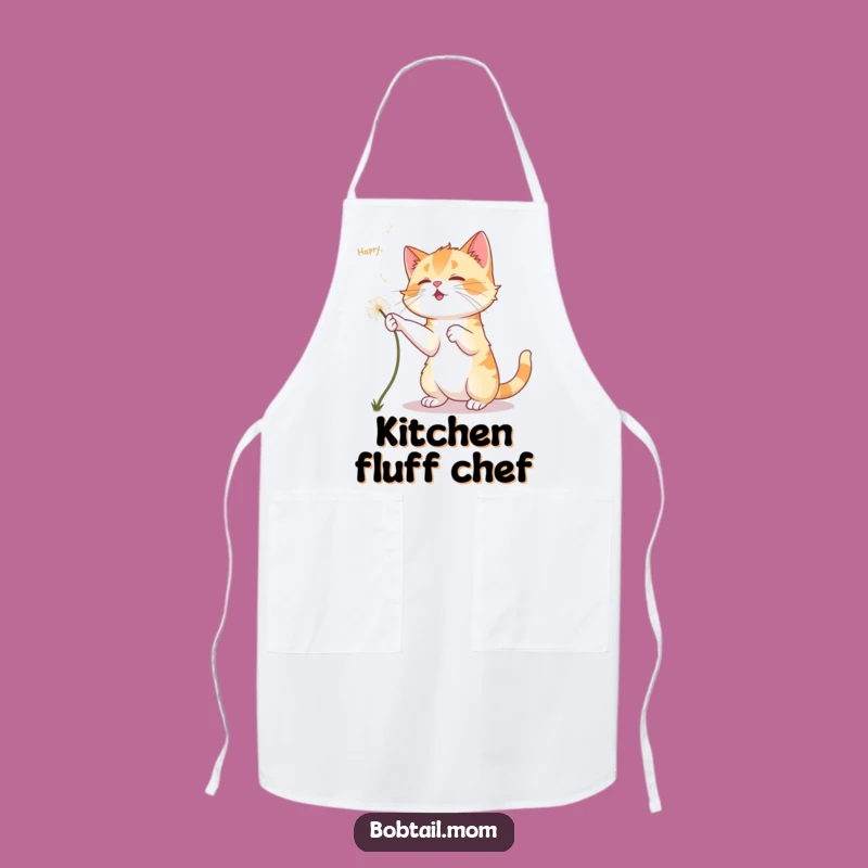 Funny Bobtail Cat Dandelion Apron: Cook with Playfulness and Feline Fun