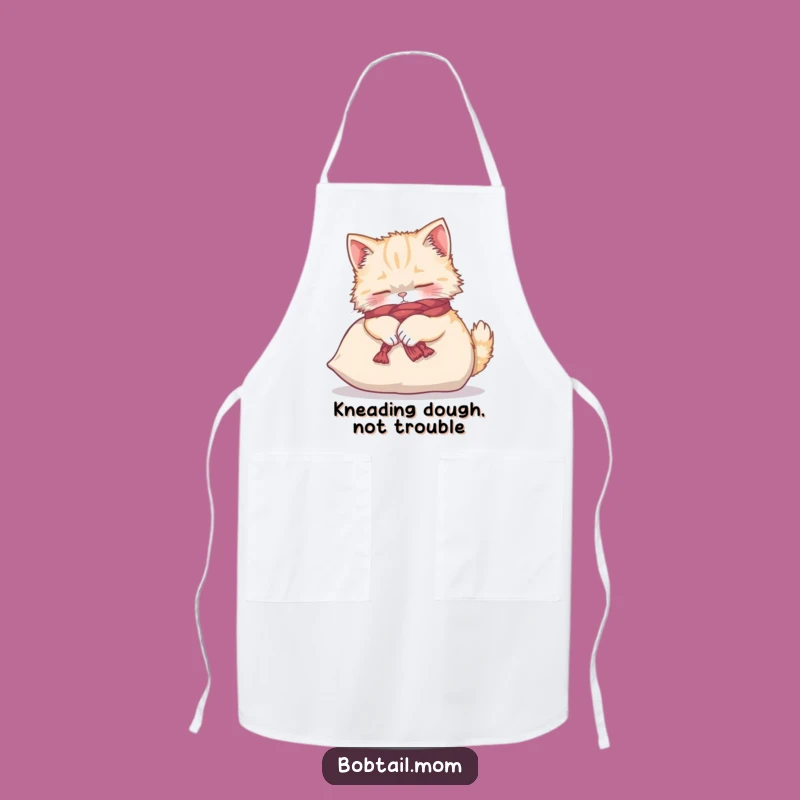 Funny Bobtail Cat Yarn Scarf Apron - Chef's Kiss of Humor for Bakers