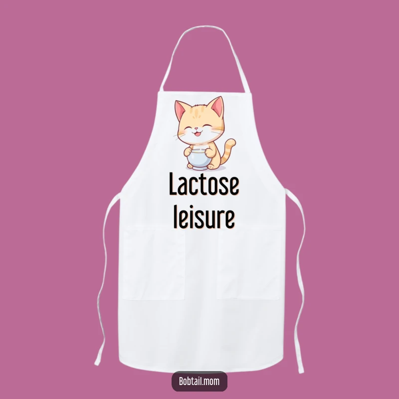 Funny Bobtail Cat Milk Balancing Kitchen Apron: Cook with Comedy and Charm