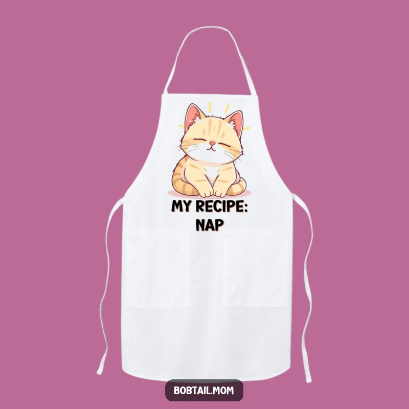 Funny Bobtail Cat Sunbeam Nap Apron - Relaxed Chef Humor for the Kitchen