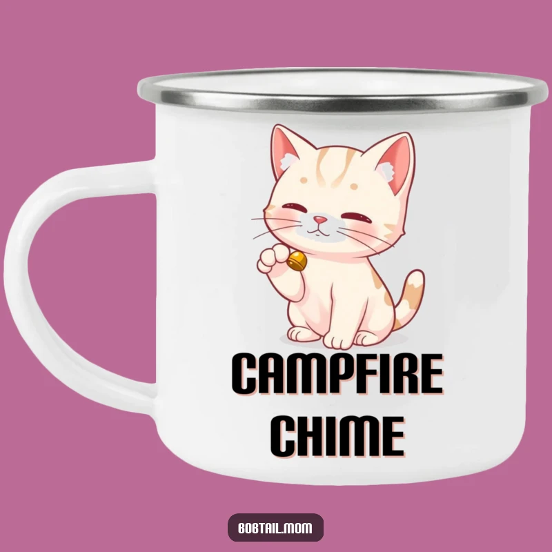 Funny Bobtail Cat Camping Mug: Dainty Paw Bell for Outdoor Fun