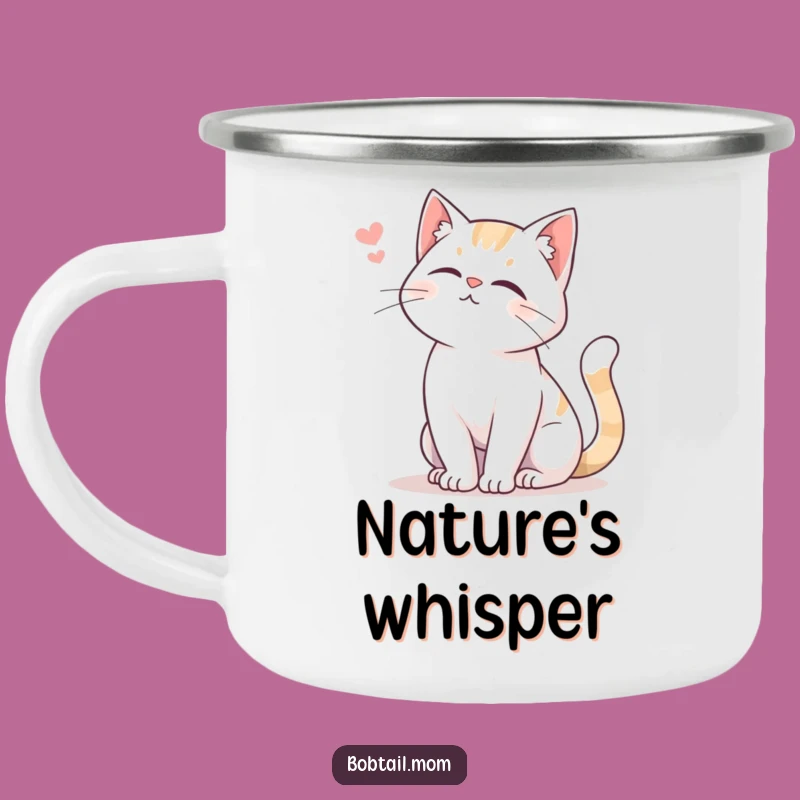 Funny Bobtail Cat Camping Mug: Gentle Swish for Outdoor Comfort