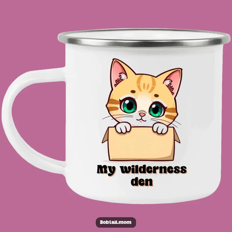 Funny Bobtail Cat Peeking Camping Mug: Explore with Humor