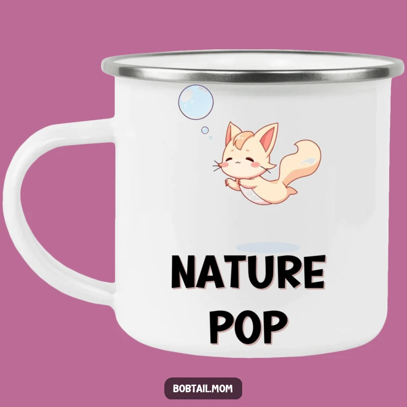 Funny Bobtail Bubble Camping Mug: Rugged Playful Dog Cup, Ideal Funny Outdoor Gift