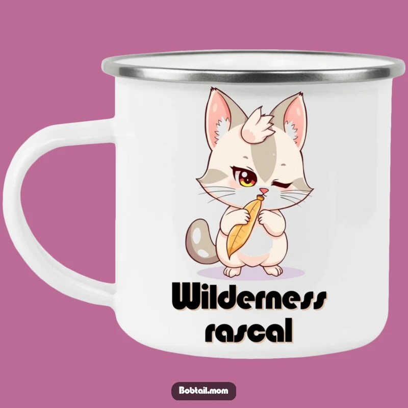 Funny Bobtail Feather Batting Camping Mug: Adventure with Playfulness, a Hilarious Outdoor Gift