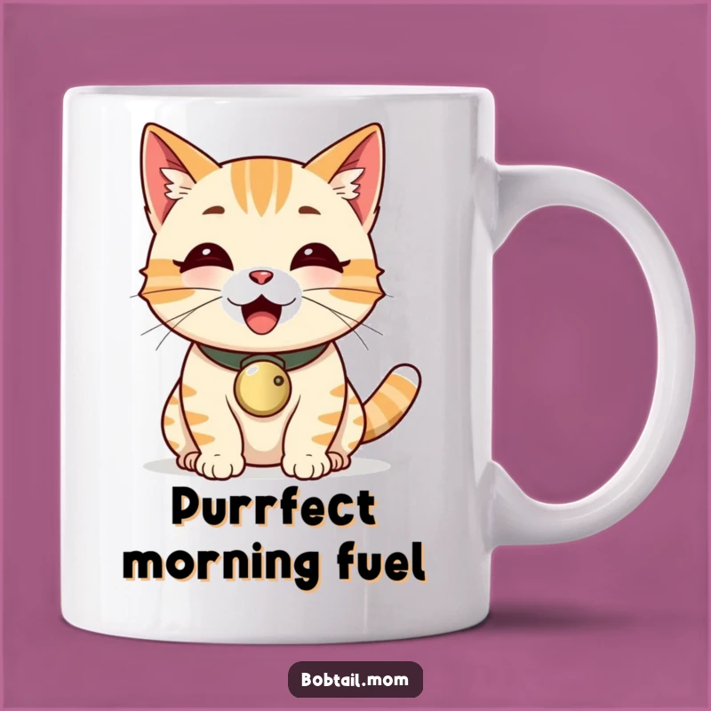 Funny Bobtail Cat Bell Collar Purr Mug - Joyful & Humorous Cat Lover Gift