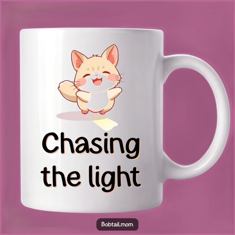 Funny Bobtail Sunbeam Chase Mug: Pure Joy captured, a Hilarious Gift for Cat Lovers