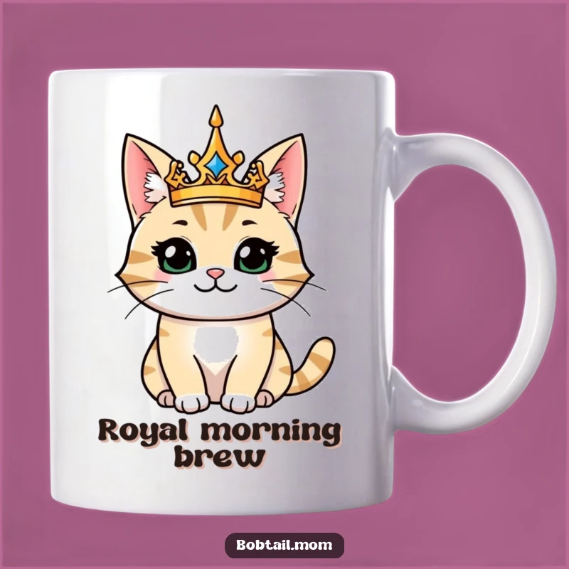 Funny Majestic Bobtail Cat King Mug: Regal Humor Gift!