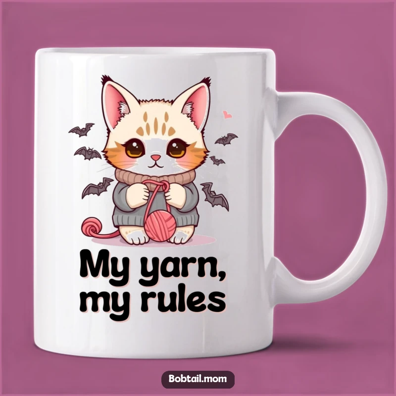 Funny Bobtail Cat Sweater Yarn Mug - The Purrfectly Cozy Gift Idea