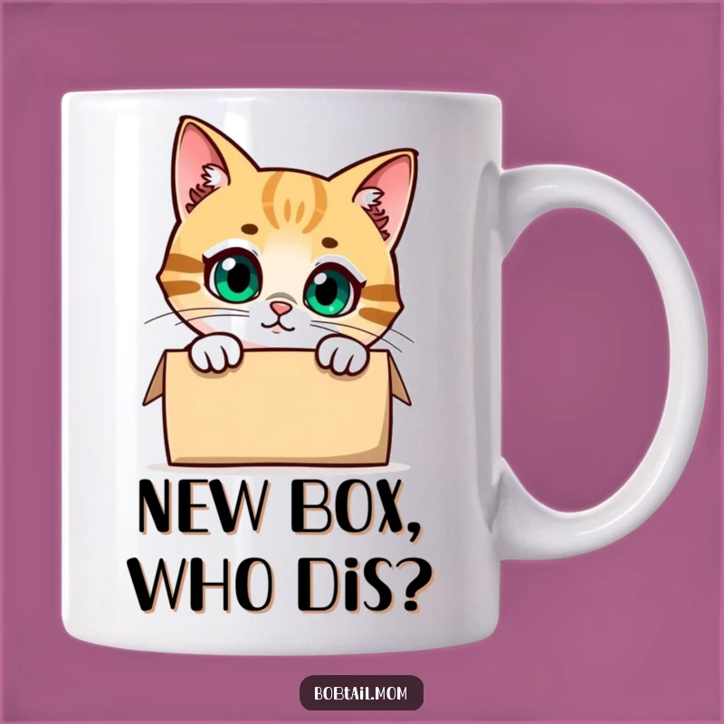 Funny Bobtail Cat Peeking Mug: Curious Cat Gift for Cat Lovers