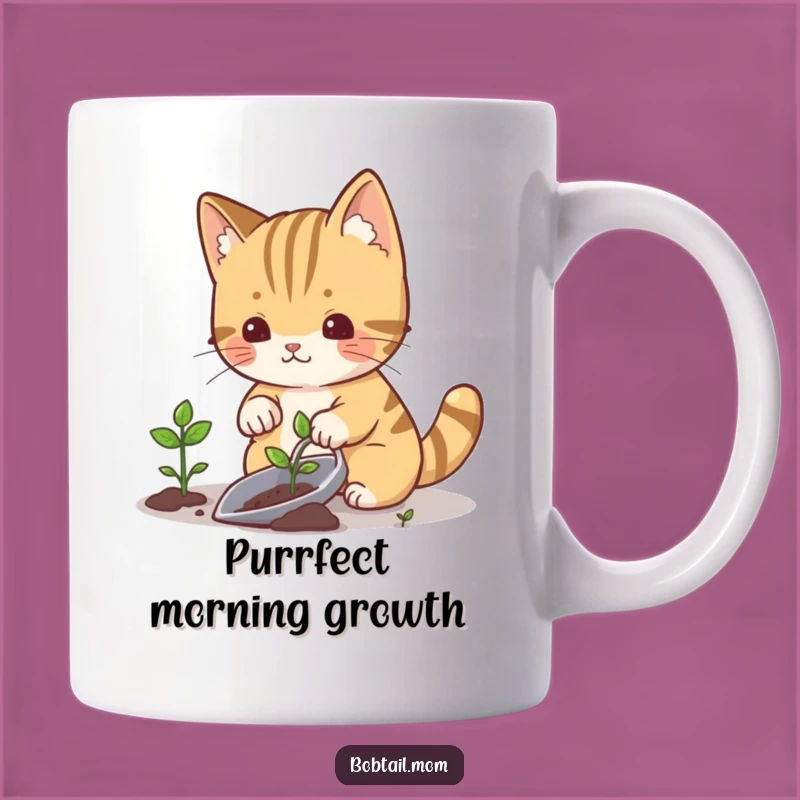 Funny Gardening Cat Bobtail Mug - Cute Funny Gift for Plant Lovers