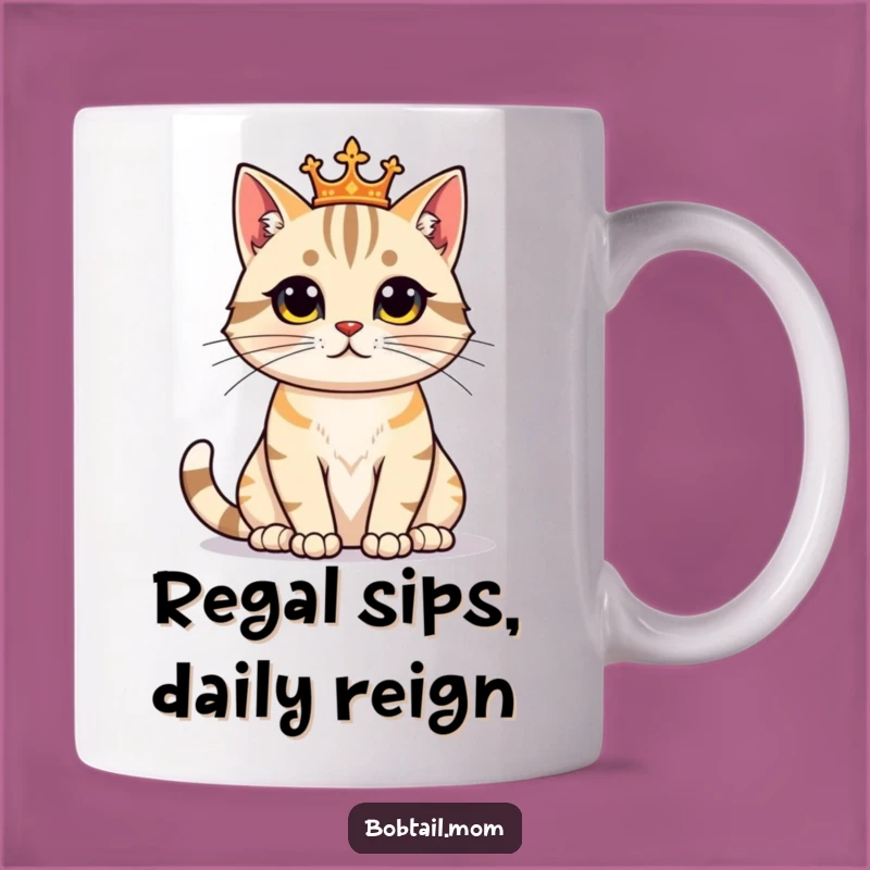 Funny Bobtail Cat Regal Mug: Proud Feline King, Perfect Funny Gift Idea