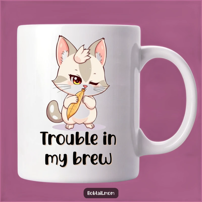 Funny Bobtail Feather Batting Mug: Playful Cat Antics, a Hilarious Gift for Cat Lovers