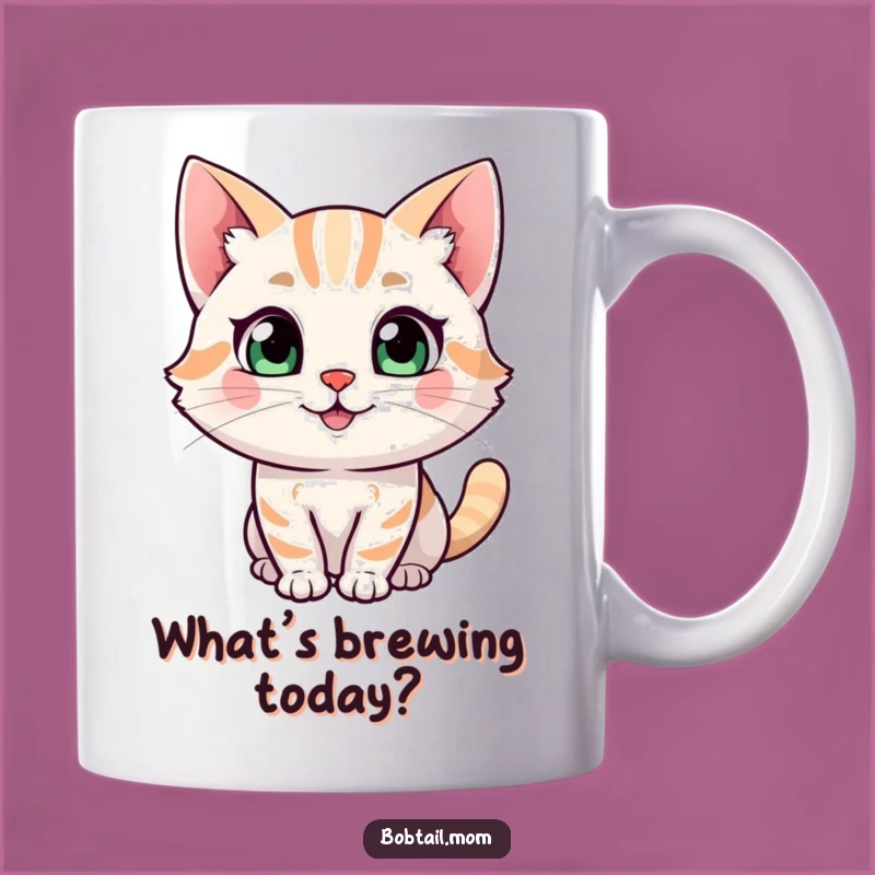 Funny Bobtail Cat Mug: Curious Happy Character Gift for Cat Lovers