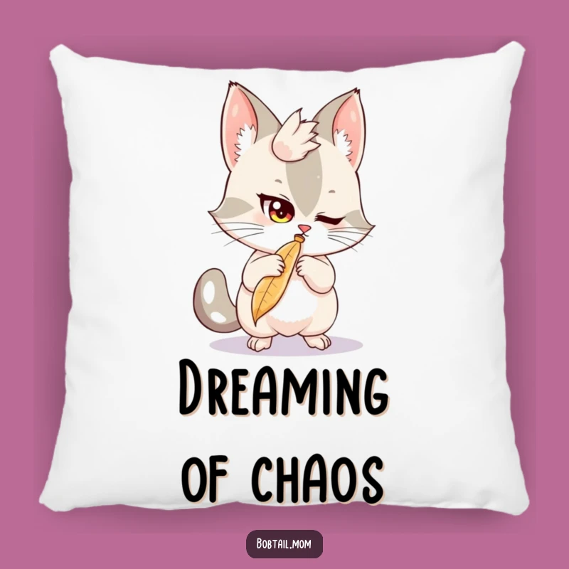 Funny Bobtail Feather Batting Pillow: Cozy Playtime Comfort, a Hilarious Accent