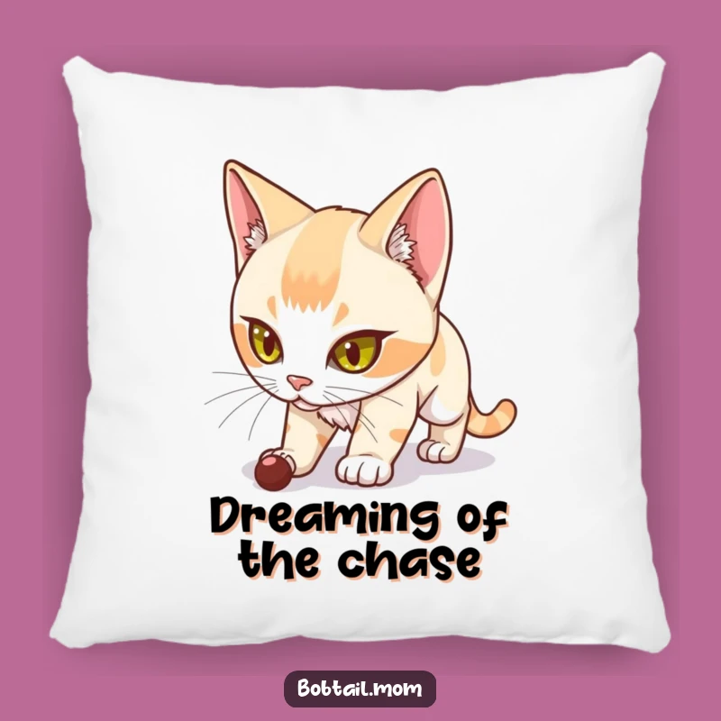 Funny Bobtail Cat Pillow: Determined Stalker Cushion, Cozy & Humorous Decor