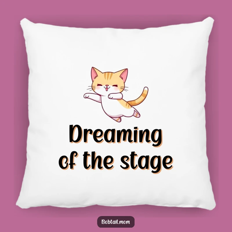 Funny Bobtail Cat Ballerina Pillow - Plush Grace & Hilarious Comfort