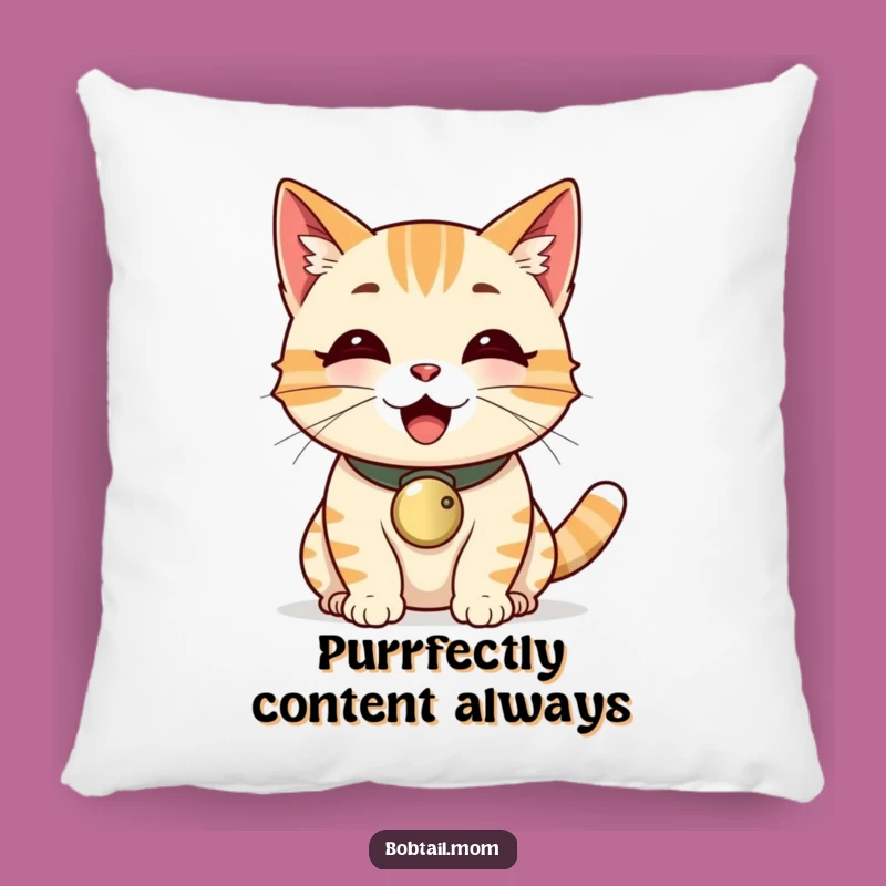 Funny Bobtail Cat Bell Collar Purr Pillow - Soft Comfort & Happy Vibes
