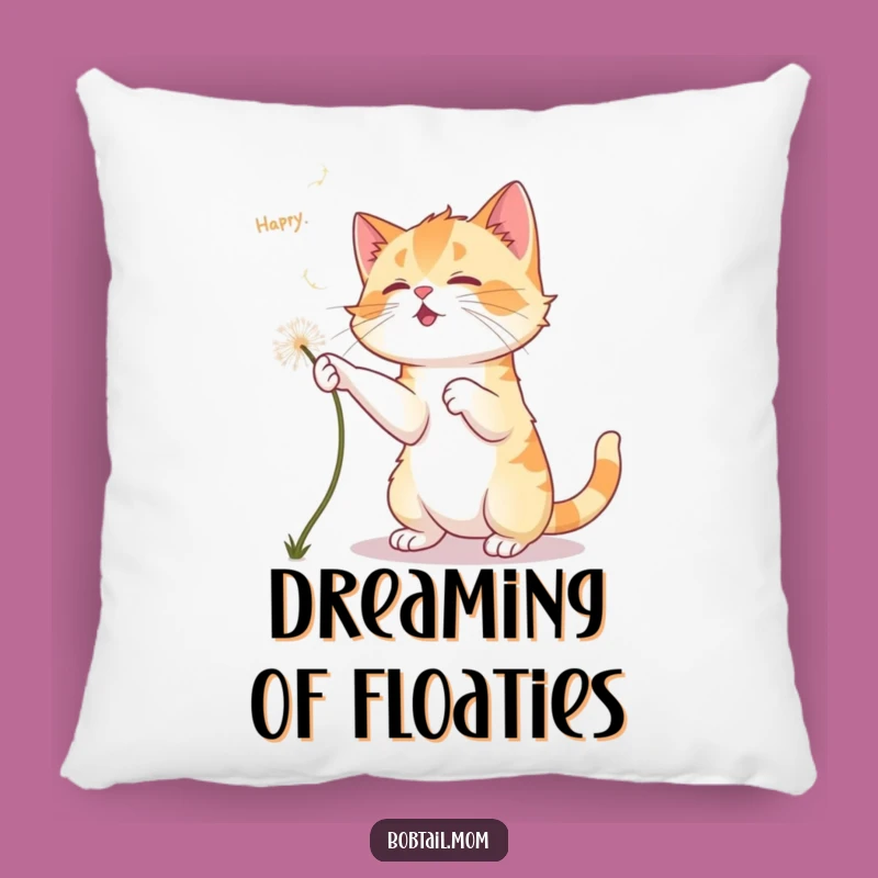 Funny Bobtail Cat Dandelion Pillow: Cozy Comfort with Playful Feline Charm