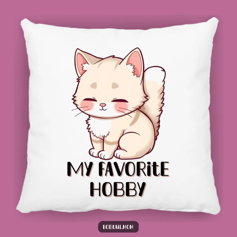 Funny Bobtail Cat Pillow: Soft Fluffy Cat Cushion, Cozy Home Decor Gift