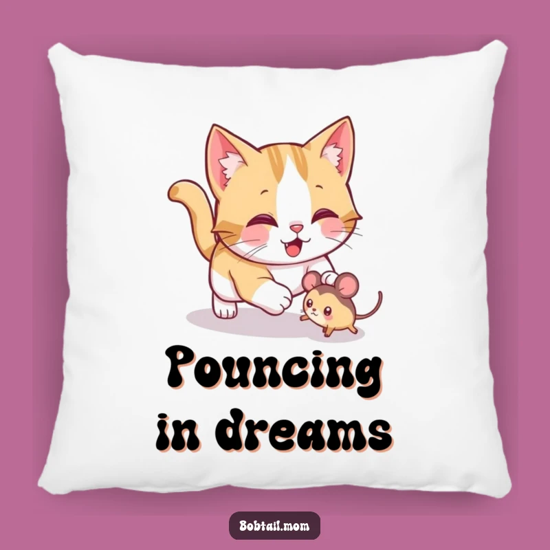 Funny Bobtail Cat Pounce Pillow: Cozy Playfulness with a Hunter Design Gift