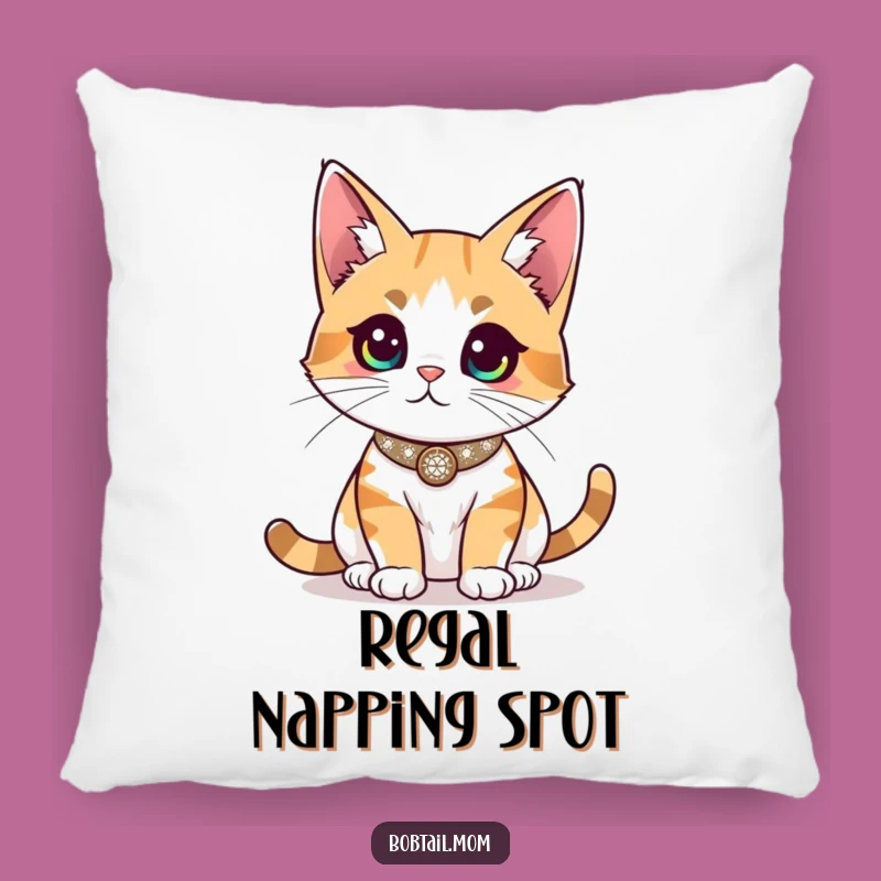 Funny Bobtail Cat Sparkly Pillow - Plush Royal Comfort & Hilarious Decor