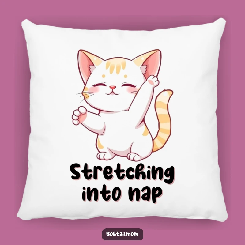 Funny Bobtail Cat Stretch Pillow: Cozy Graceful Feline Comfort, Perfect Funny Gift