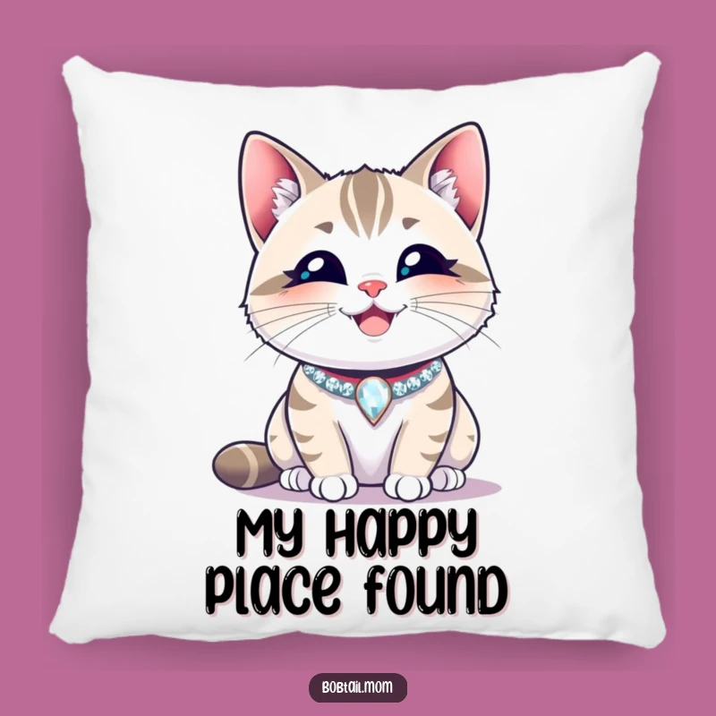 Funny Bobtail Cat Happy Collar Pillow: Cozy Comfort with Feline Contentment