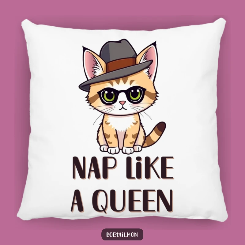 Funny Bobtail Cat Hat Pillow - Cozy Feline Cushion Funny Gift