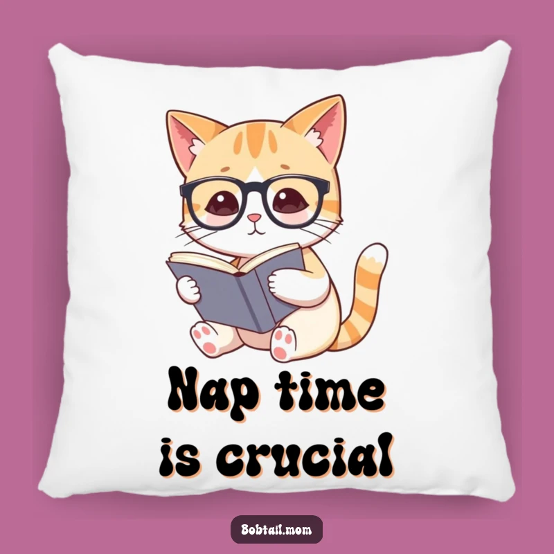 Funny Bobtail Cat Reading Pillow: Snuggle Up with a Literary Feline Friend