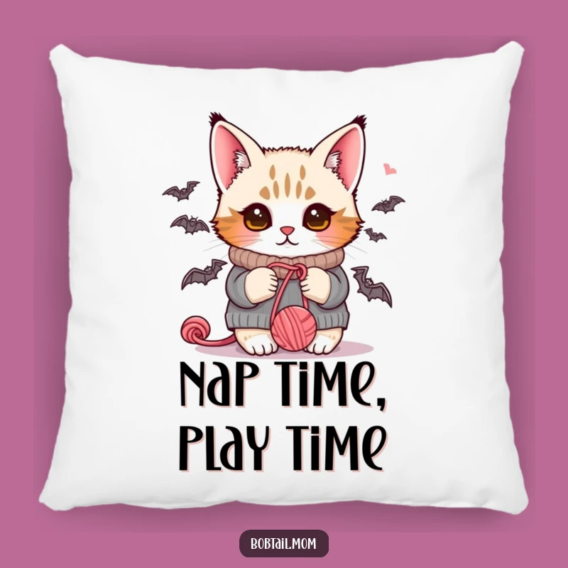 Funny Bobtail Cat Sweater Yarn Pillow - Plush & Hilarious Home Decor