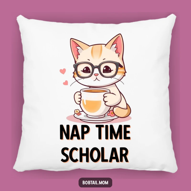 Funny Bobtail Cat Reading Pillow: Cozy Comfort with Hilarious Bookish Charm