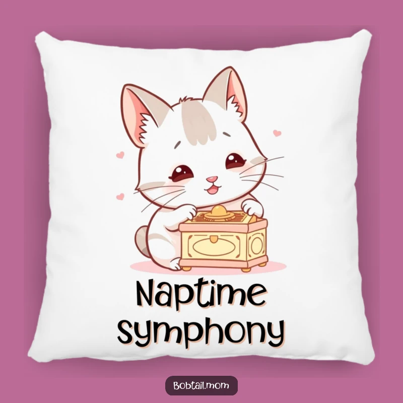 Funny Bobtail Music Box Throw Pillow: Comfy Dog Accent Pillow, Ideal Funny Gift