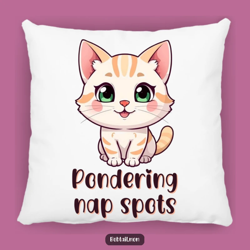 Funny Bobtail Cat Pillow: Curious Happy Character Comfort, Cat Gift
