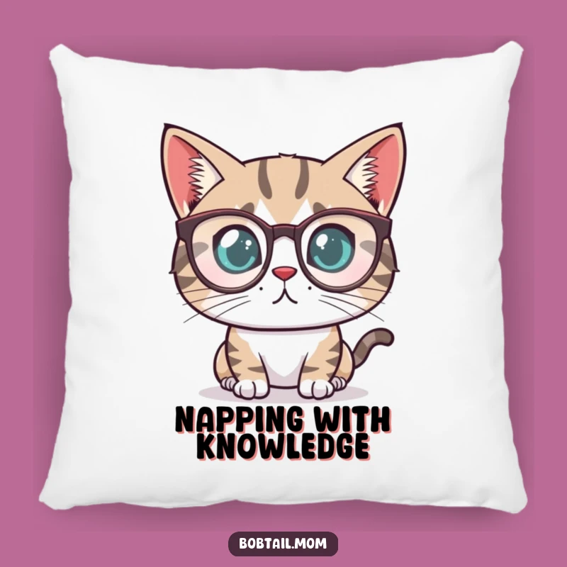 Soft Funny Bobtail Cat Reader Pillow: Cuddle Up with Determined Intellectual Comfort