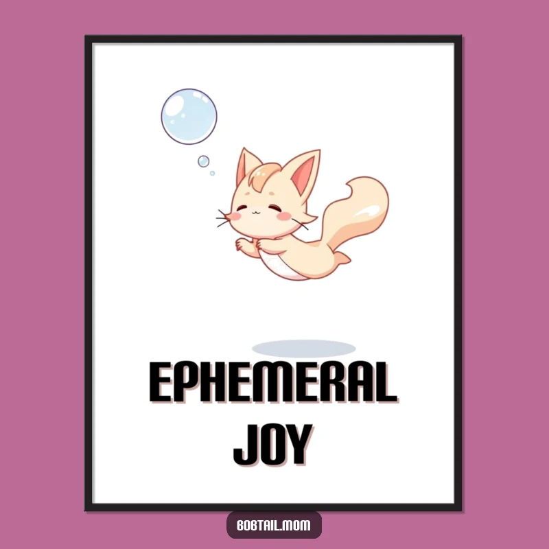 Funny Bobtail Bubble Leap Digital Art: Instant Dog Download, Joyful & Playful Funny Gift