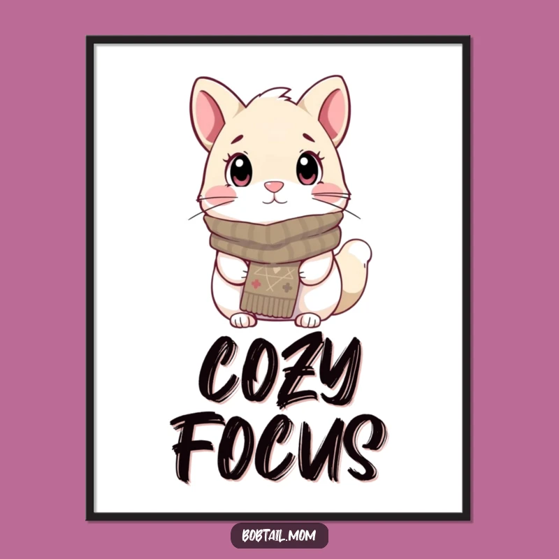 Funny Bobtail Cozy Scarf Digital Art: Instant Dog Download, Warm & Charming Funny Gift