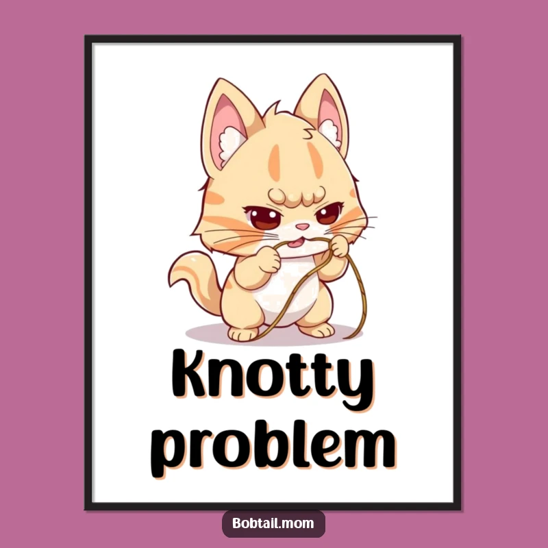 Funny Bobtail String Digital Art: Instant Dog Download, Determined & Humorous Funny Gift