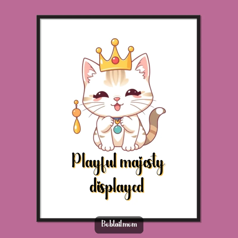 Funny Royal Bobtail Cat Print: Instant Regal Art for Your Walls