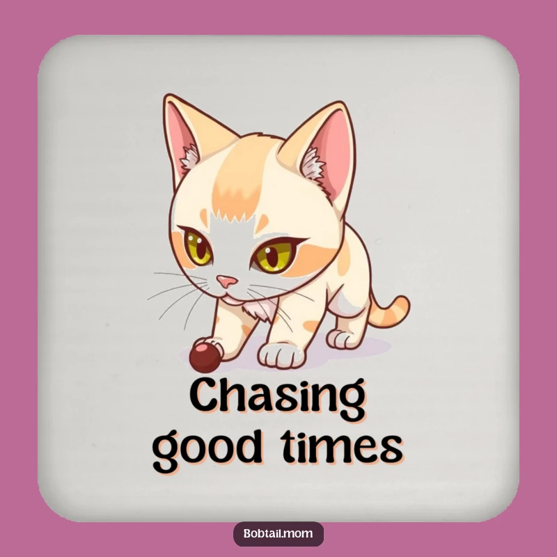 Funny Bobtail Cat Coaster: Determined Stalker Drink Protector, Humorous Gift