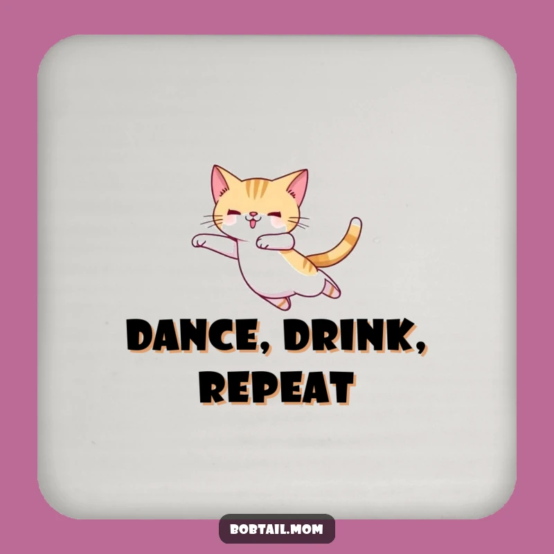 Funny Bobtail Cat Ballerina Coaster - Protect Surfaces with Dance Humor