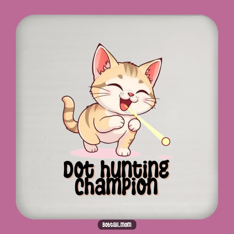 Funny Bobtail Cat Coaster: Delightful Laser Dot Protection, Humorous Table Decor