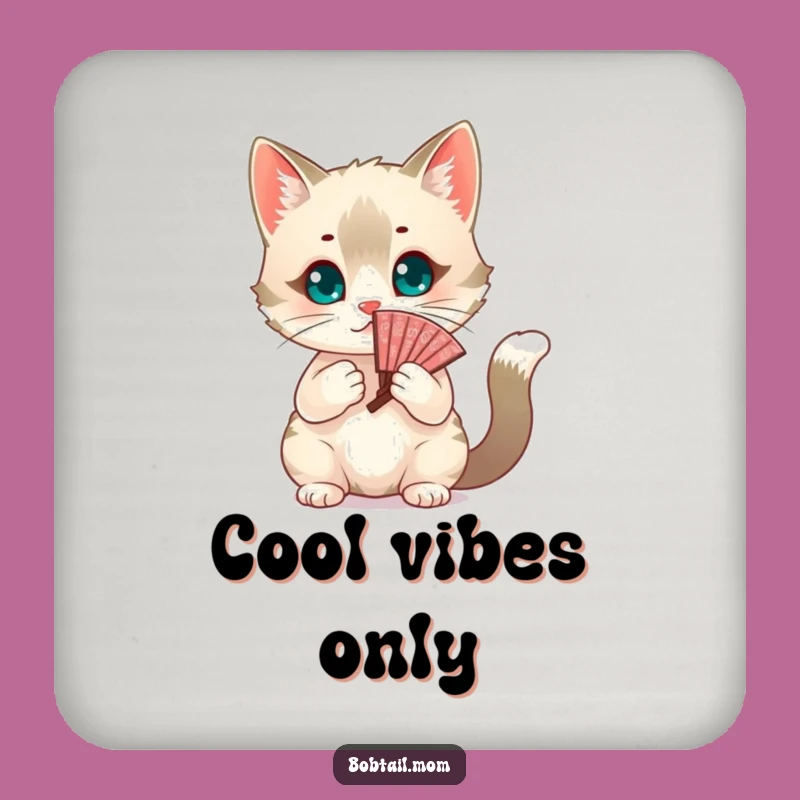 Funny Bobtail Cat Fanning Coaster Set: Chic Protection for Your Surfaces