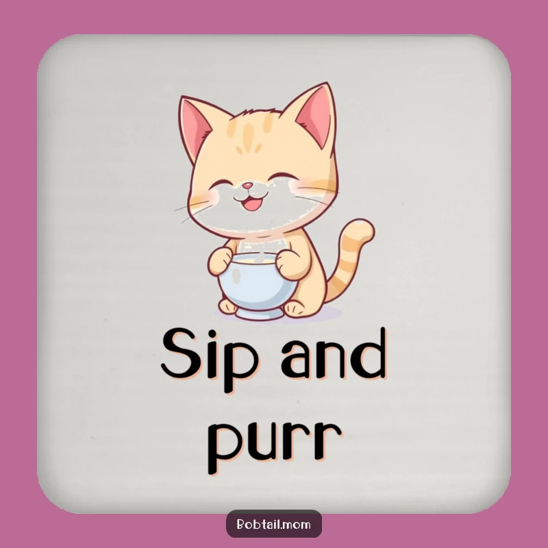 Funny Bobtail Cat Milk Balance Coaster Set: Protect Surfaces with Feline Charm