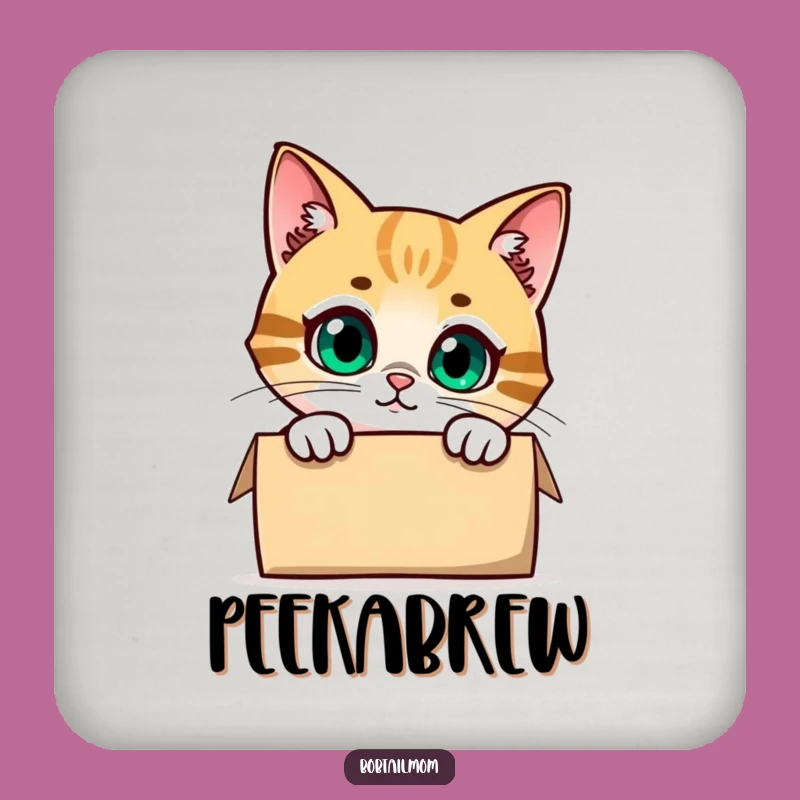 Funny Bobtail Cat Peeking Drink Coasters: Protect Surfaces with Charm